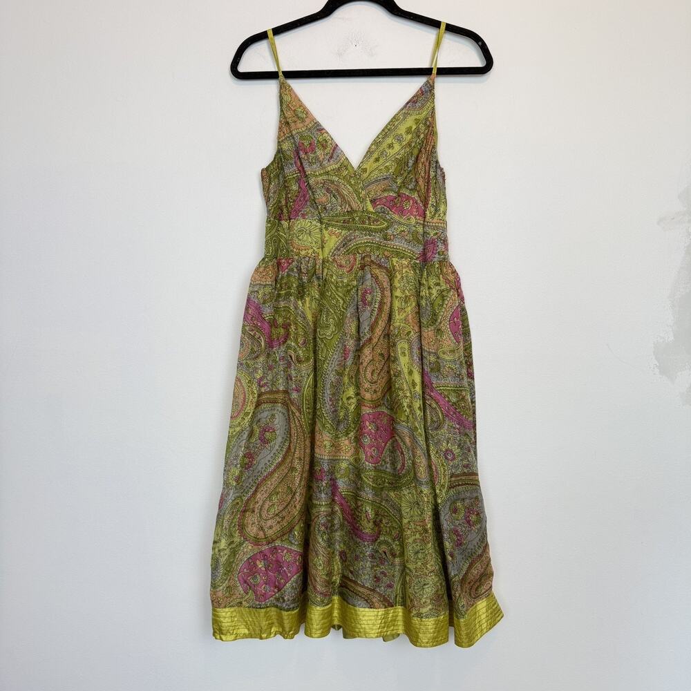 Fashion Spy y2k 100% silk midi dress LG paisley made in india summer boho